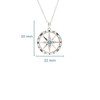 Sterling Silver Aquamarine White Crystal Compass Necklace