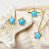 14K Gold Vermeil Mini Turtle Earrings Turquoise and Lab Sapphire