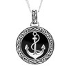 Sterling Silver Men's Black Onyx Celtic Anchor Necklace