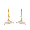 14K Gold Vermeil Whale Tail Earrings with Cubic Zirconias