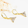14K Gold Vermeil Whale Tail Earrings with Cubic Zirconias