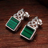 Green Malachite Sterling Silver Trinity Knot Stud Earrings