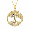 14kt Gold Lab Grown Diamond Celtic Tree of Life Round Necklace
