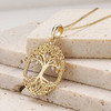 14kt Gold Lab Grown Diamond Celtic Tree of Life Round Necklace