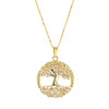 14kt Gold Lab Grown Diamond Celtic Tree of Life Round Necklace