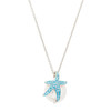Sterling Silver Pearl with Aqua Crystal StarFish Necklace