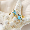 14K Gold Vermeil Mini Starfish Stud Earrings With Turquoise