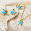 14K Gold Vermeil Mini Starfish Stud Earrings With Turquoise