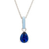 Sterling Silver Sapphire CZ with Blue Enamel Necklace