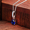 Sterling Silver Sapphire CZ with Blue Enamel Necklace