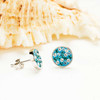 Sterling Silver with Aquamarine and White Crystals Stud Earrings