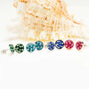 Sterling Silver with Aquamarine and White Crystals Stud Earrings
