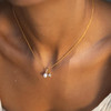 14kt Gold Lab Grown Diamond Freshwater Pearl Starfish Necklace