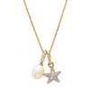 14kt Gold Lab Grown Diamond Freshwater Pearl Starfish Necklace
