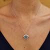Filigree Turtle Pendant With Teal Crystals