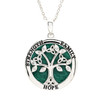 Platinum Plated Tree of Life green enamel Crystal Necklace