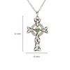 Trinity Knot Diamond & Emerald Silver Celtic Cross Necklace