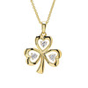 14kt Gold Vermeil Shamrock Necklace with White Sapphires
