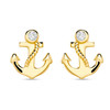 14kt Gold Lab-Grown Diamond Mini Anchor Stud Earrings