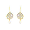 14KT Gold Vermeil Pearl Sand Dollar Earrings with White Cubic Zirconia