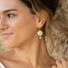 14KT Gold Vermeil Pearl Sand Dollar Earrings with White Cubic Zirconia