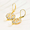 14KT Gold Vermeil Pearl Sand Dollar Earrings with White Cubic Zirconia