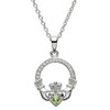 Platinum Plated August Claddagh Pendant Swarovski