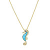 14K Gold Vermeil Seahorse Necklace Turquoise and Lab Sapphire