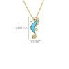 14K Gold Vermeil Seahorse Necklace Turquoise and Lab Sapphire