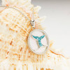 Sterling Silver Mother of Pearl Crystal Whale Tail Necklace