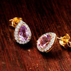 14kt Gold Vermeil Genuine Amythest Halo Earrings