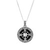 Black Onyx Sterling Silver Men's Celtic Compass North Star Necklace
