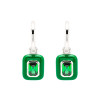 Sterling Silver Green CZ white Green Enamel Drop Earrings