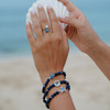 Sterling Silver Lapis Sea Turtle Stretchy Bracelet With Crystals