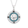 Blue Compass Pendant with Aqua Crystals