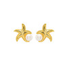 14KT Gold Vermeil Star Fish and Pearl Stud Earrings