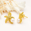 14KT Gold Vermeil Star Fish and Pearl Stud Earrings