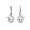 Silver Halo Twist Pearl Earrings Adorned With Crystals