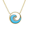 14K Gold Vermeil Mini Wave Necklace Turquoise and Lab Sapphire