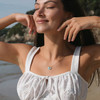 14K Gold Vermeil Mini Wave Necklace Turquoise and Lab Sapphire