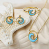 14K Gold Vermeil Mini Wave Necklace Turquoise and Lab Sapphire