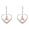 Sterling Silver CZ Rose Gold Plate Trinity Drop Earrings