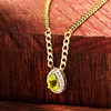 14kt Gold Vermeil Genuine Peridot Halo Necklace