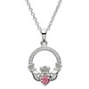 Platinum Plated October Claddagh Pendant Swarovski