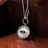 Sterling Silver Evil Eye Sapphire CZ Necklace