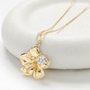 14kt Gold Lab Diamonds Hibiscus Flower Necklace