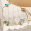 14K Gold Vermeil Mini Dolphin Bracelet Turquoise Lab Sapphire