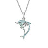 Aqua Shamrock Dolphin Necklace with Crystals
