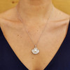 Silver Pearl Sea Shell Pendant Embellished With White Crystal