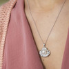 Silver Pearl Sea Shell Pendant Embellished With White Crystal